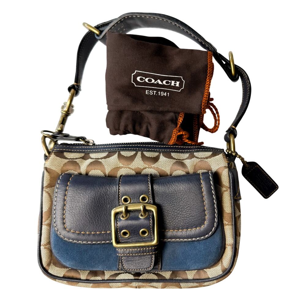 Special Edition Coach Fall 2004 7061 Blue Suede Soho Legacy Demi Baguette Bag